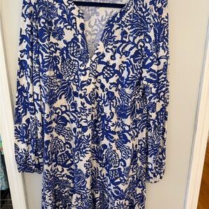 Lilly Pulitzer Blue and White Long Sleeve Dress
